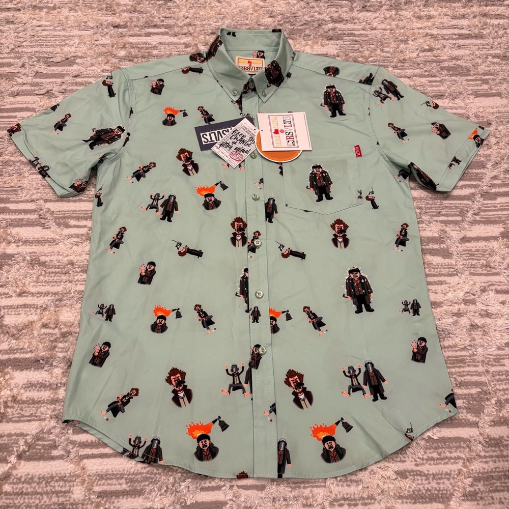 RSVLTS x Home Alone Wet Bandits Kunuflex Button Up Shirt Men’s Medium New Rare